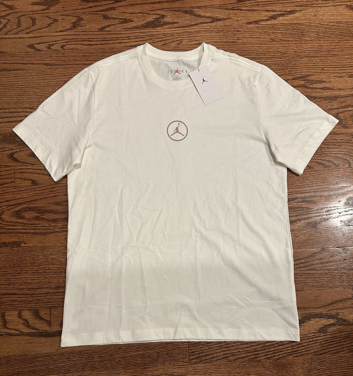 Nike Air Jordan Jumpman Circle Logo T-Shirt Mens Large Sail/Desert HJ2338-133 gallery