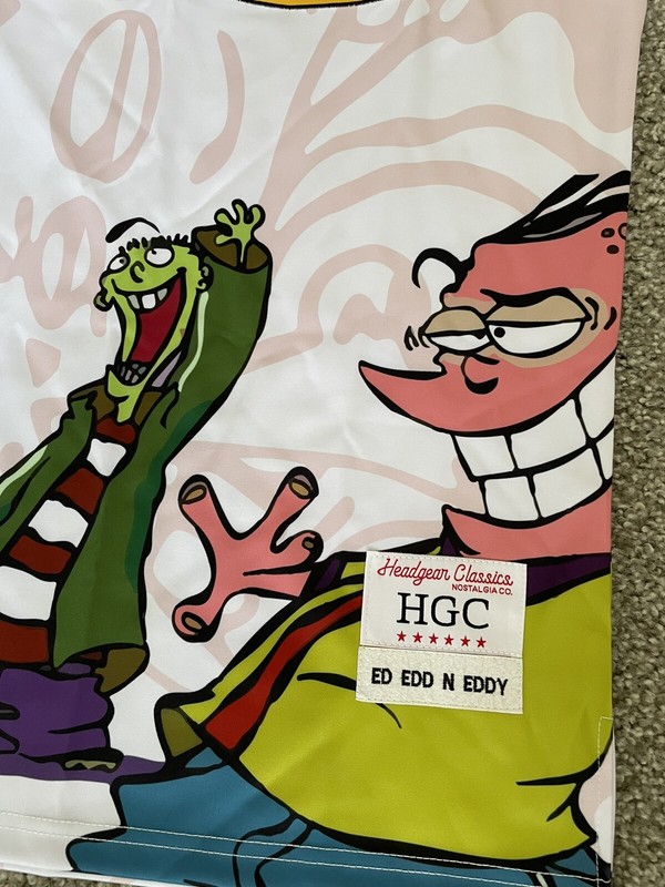 Ed Edd n Eddy Headgear Classics Nostalgia Animated White Pink Jersey Size Medium gallery
