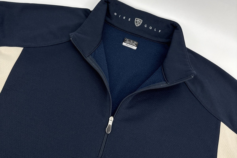 Nike Golf 1/4 Zip Pullover Men’s XL Navy Cream Fleece Lined Dri-Fit gallery