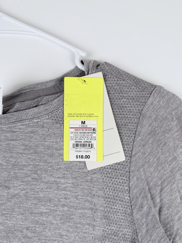 All in Motion Men's Long Sleeve Seamless T-Shirt Heather Gray Size MEDIUM gallery