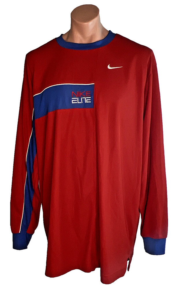 Nike Dri-Fit Red White Blue Long Sleeve T-Shirt Basketball ELITE XXL Jersey
