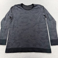 Lululemon Mens Long Sleeve Geometric Print Athletic Crew Neck Top Camo Black M