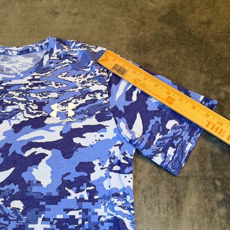 Under Armour Mens Small Blue Digital Camo Tiger Stripe Loose Fit T-Shirt SM gallery