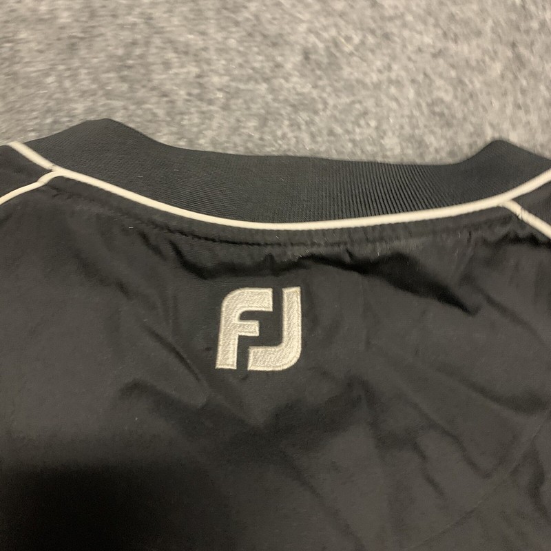 Footjoy Men Large Wind Shirt Short Sleeve VNeck Polyester Golf Lightweight Black gallery