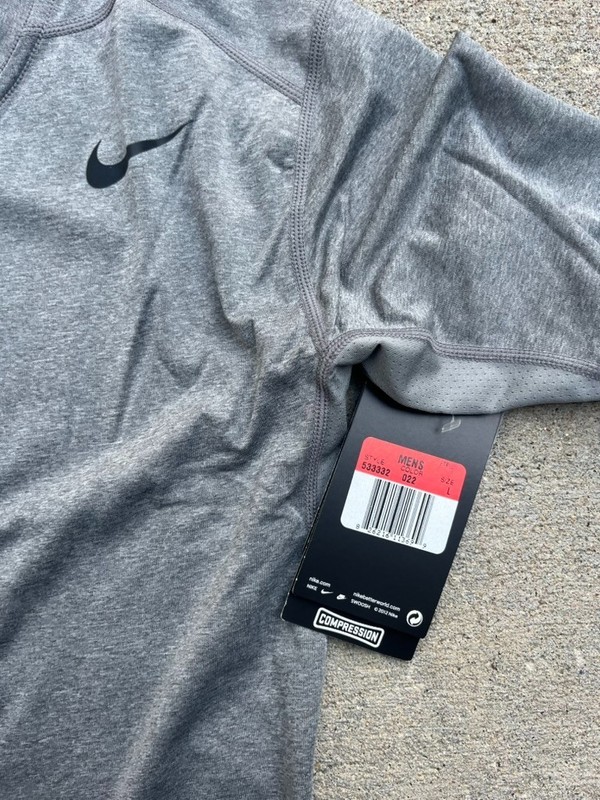 Nike Pro Combat Dri-Fit Performance Compression Grey Long Sleeve Shirt Size L gallery