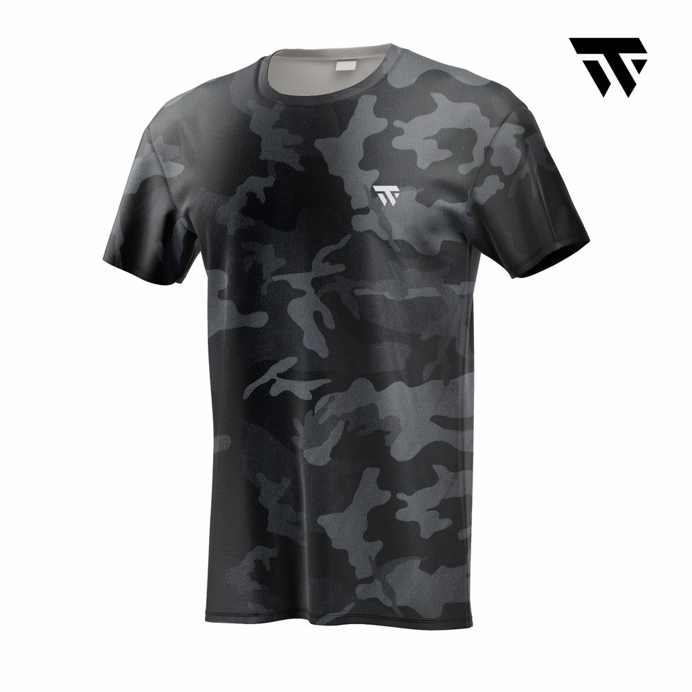 Men's Gray Gym T-Shirt Quick Dry Muscle Bodybuilding Workout Fitness Sport Top