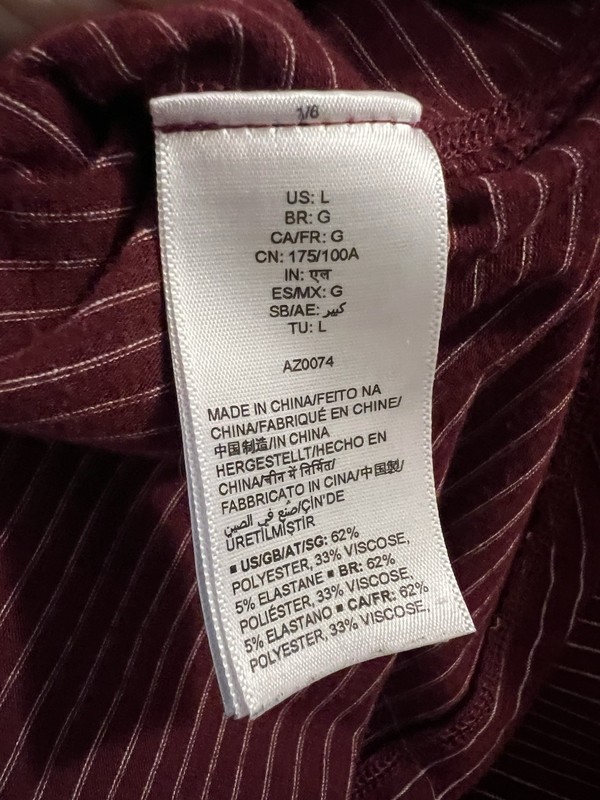 Amazon Essentials Striped Athletic Shirts, Size Large, Set Of 2 Gray and Maroon gallery