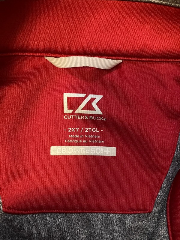 Cutter & Buck Replay Men 2XT Quarter Zip Half Zip Pullover Red Grey DryTec 50+ gallery
