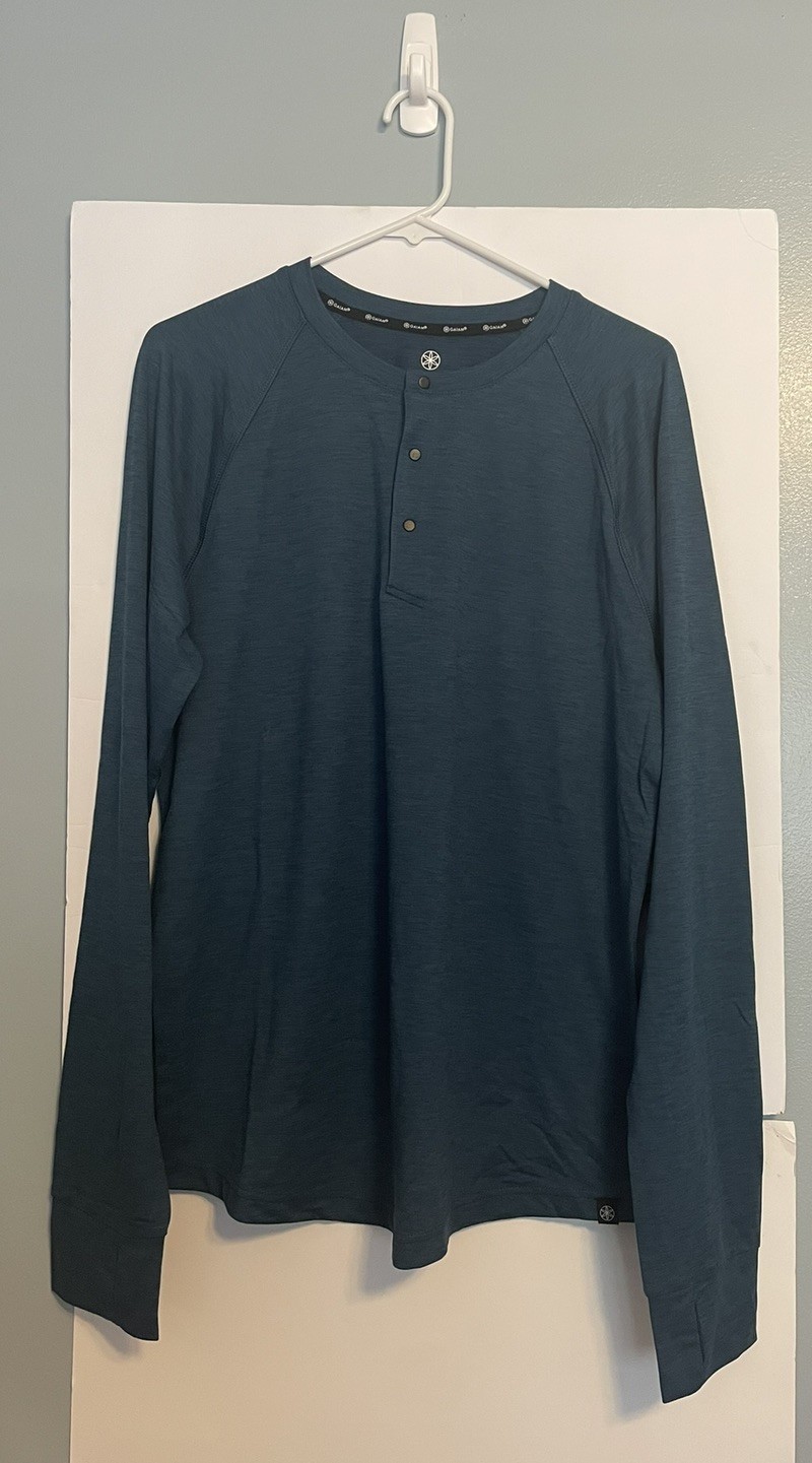 Gaiam Blue Size Medium Men’s Intent Henley 3.0 long sleeve shirt quarter button gallery