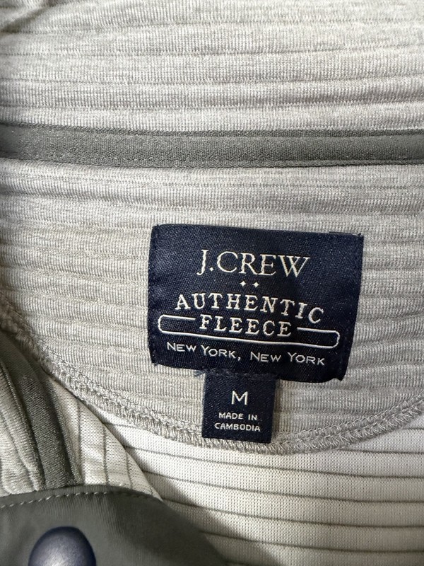 J.Crew Pullover Fleece Men’s Mock Neck Button Sweatshirt Striped Gray Size M gallery