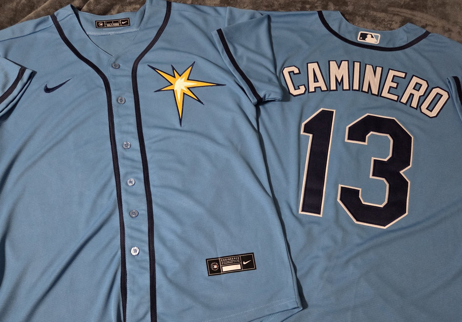 Fast Free Shipping! XL Junior Caminero Tampa Bay Rays Stitched Jersey 13 gallery
