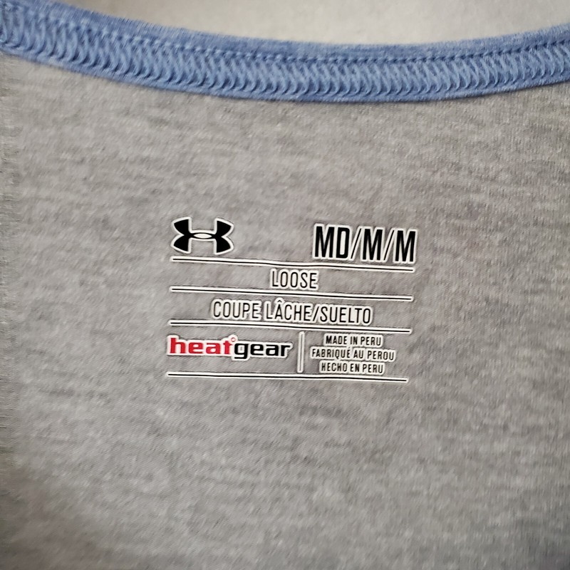 Under Armour Tank Top Mens Medium White Sleeveless Crew Neck Cotton Grey gallery
