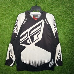 Fly Racing Evo-Rev Motocross Jersey Mens Medium Black White Long Sleeve