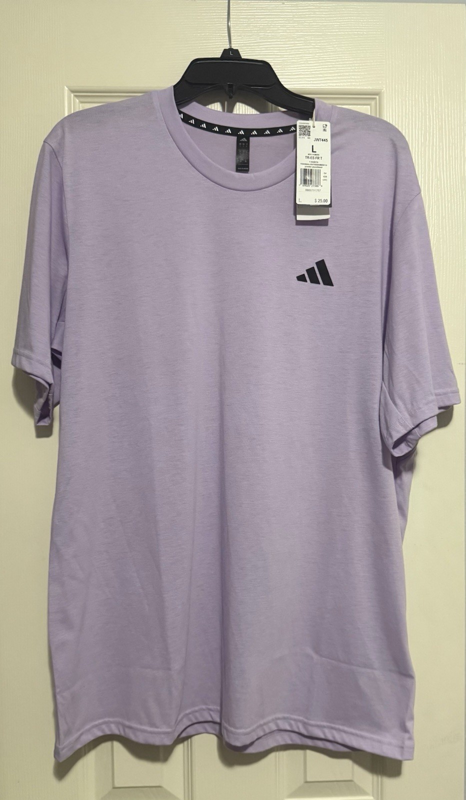 New Adidas Men's Short Sleeve Train Essentials Tee Shirt Plum Purple Logo Size L gallery