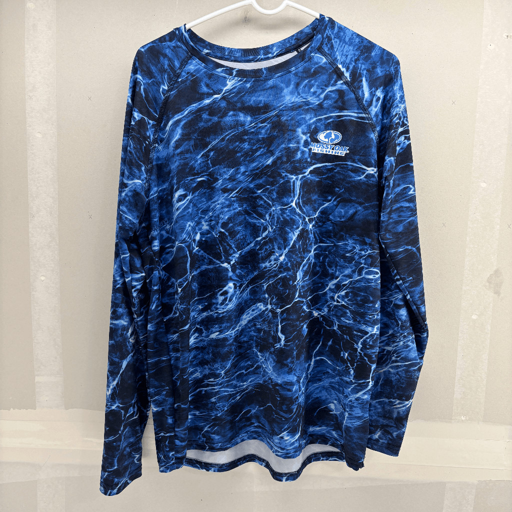 MOSSY OAK FISHING Elements Agua Long Sleeve Shirt Blue Size Medium EUC gallery