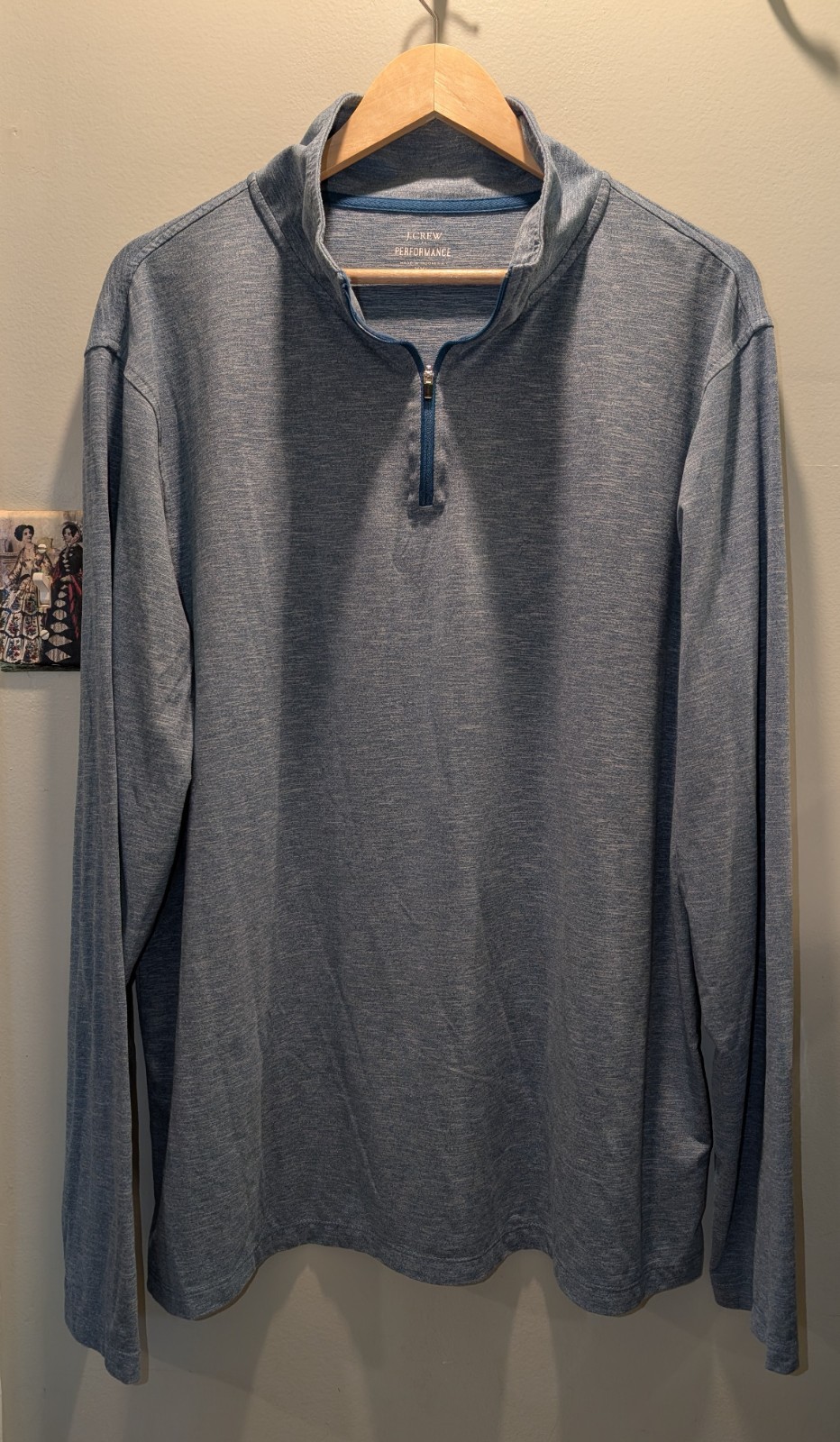 J.Crew Performance Quarter Zip Long Sleeve Stretch Size XXL Blue Pullover gallery