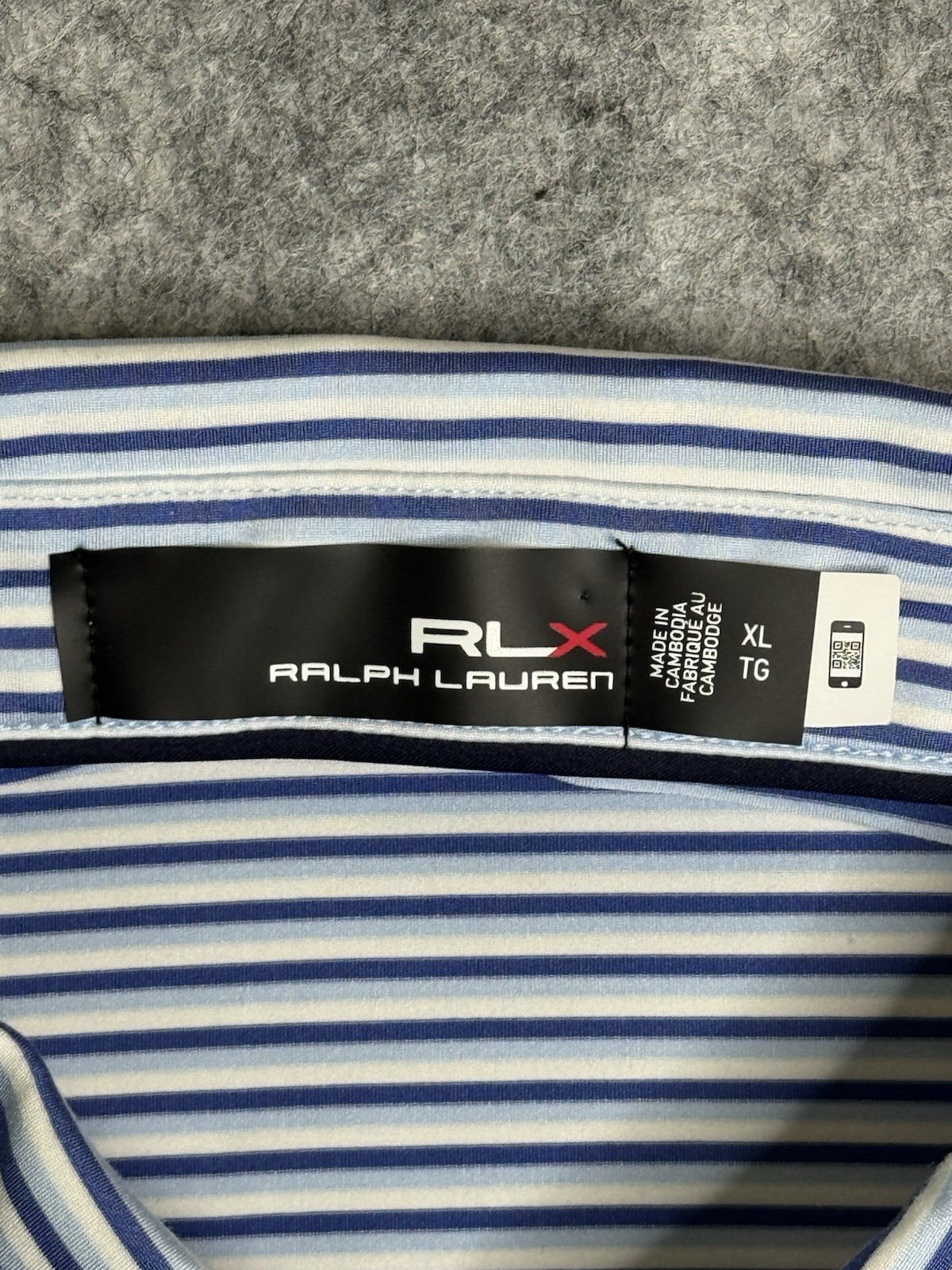 RLX Ralph Lauren Striped Golf Polo Shirt Blue White Performance Men’s Size XL gallery