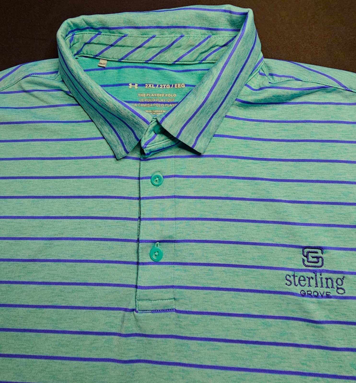 Mens Under Armour The Playoff Polo Short Sleeve Striped Polo Shirt Size 2XL gallery