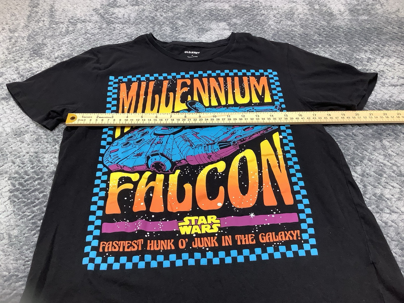 Star Wars Millennium Falcon Shirt Size M Black Old Navy Colorful Print gallery