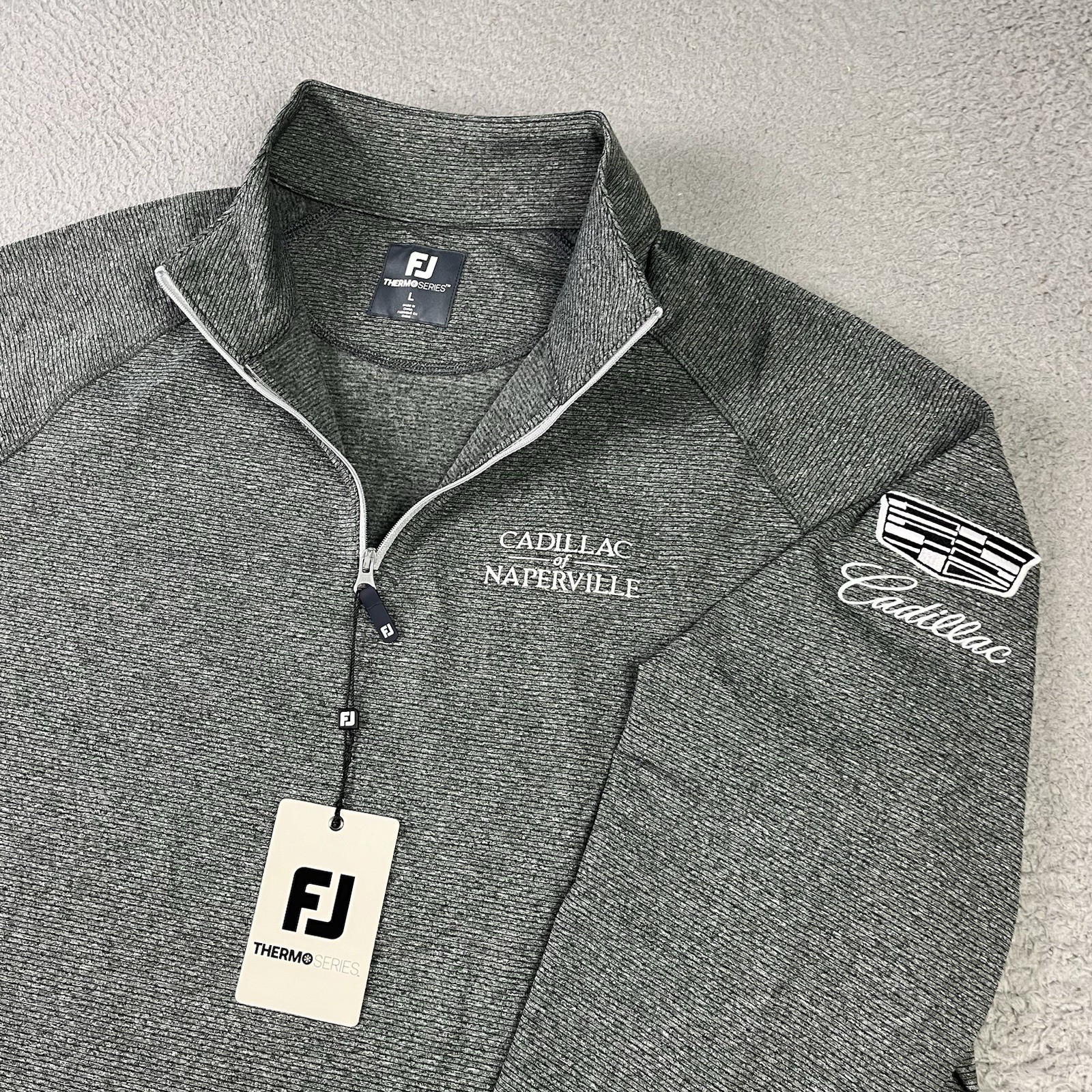 Footjoy Thermo Series 1/4 Zip Mens Large Gray Cadillac Car Logo Golf Activewear gallery