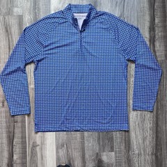 Mizzen+Main Mens Large Blue Geometric Print Performance 1/4 Zip Pullover Golf