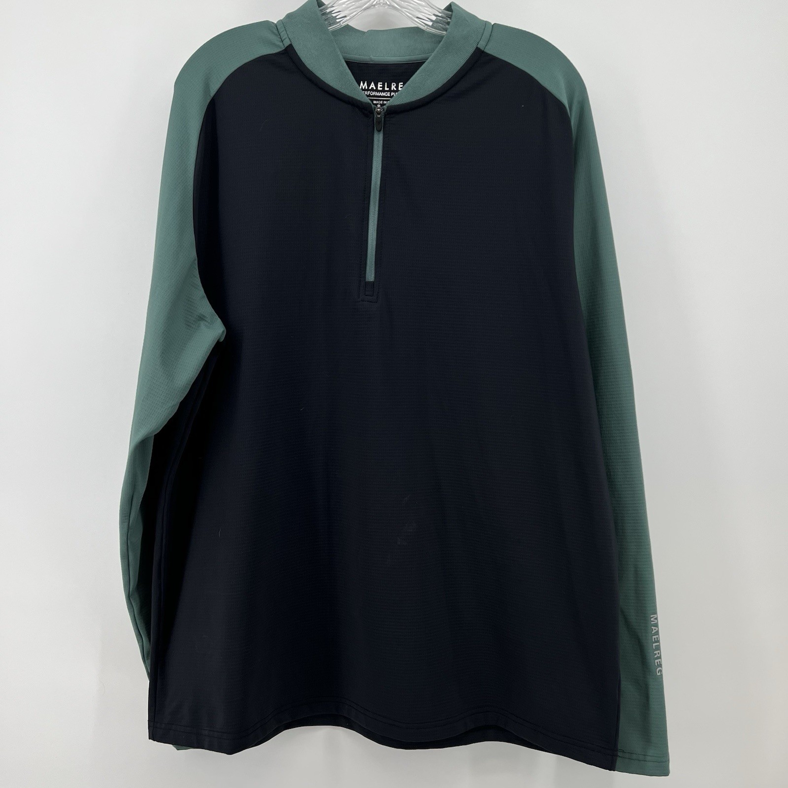 Maelreg Performance Pullover Mens Large Long Sleeve 1/4 Zip Green Black gallery