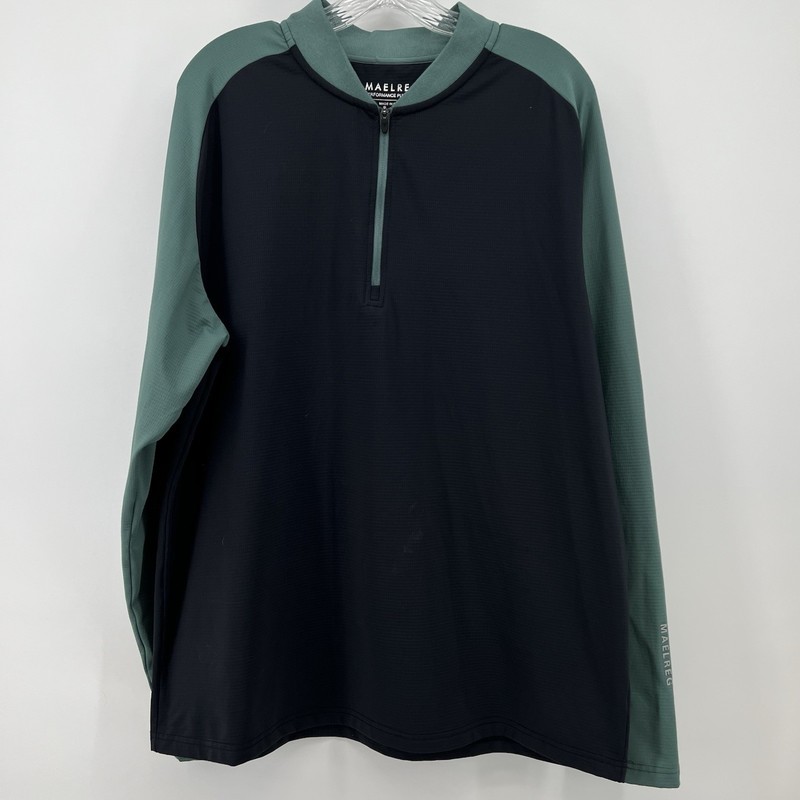 Maelreg Performance Pullover Mens Large Long Sleeve 1/4 Zip Green Black gallery