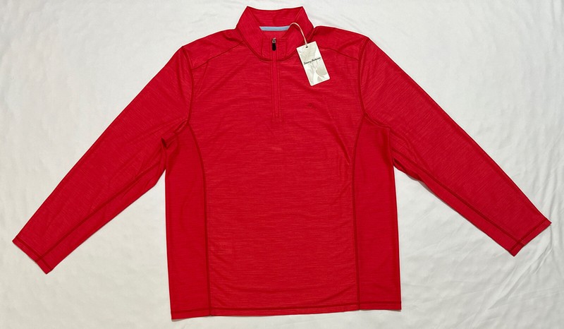 Tommy Bahama Island Zone Palm Coast Half Zip Pullover $128 Pink Size L gallery
