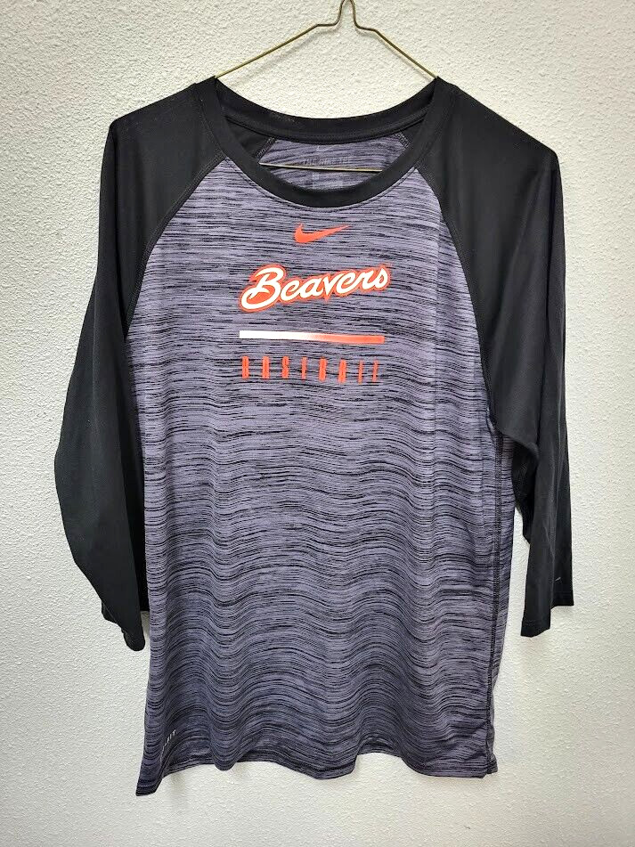 Oregon State Beavers Nike Pullover Medium Dri-Fit 3/4 Sleeved Gray Large OSU