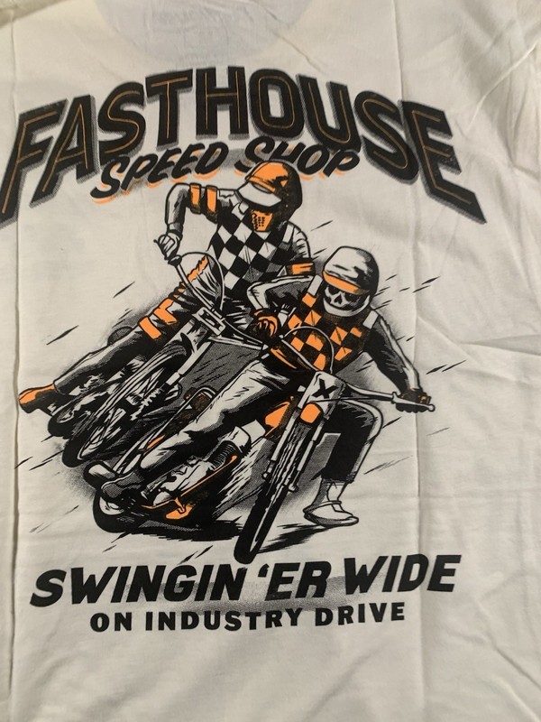 NWT Fasthouse Tracker Size M Cream t-shirt “Swingin Wide On Industry Drive gallery