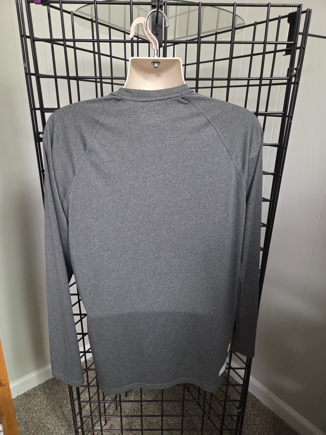 Mens Large Under Armour Heatgear Run long sleeve running shirt gray neon yellow gallery