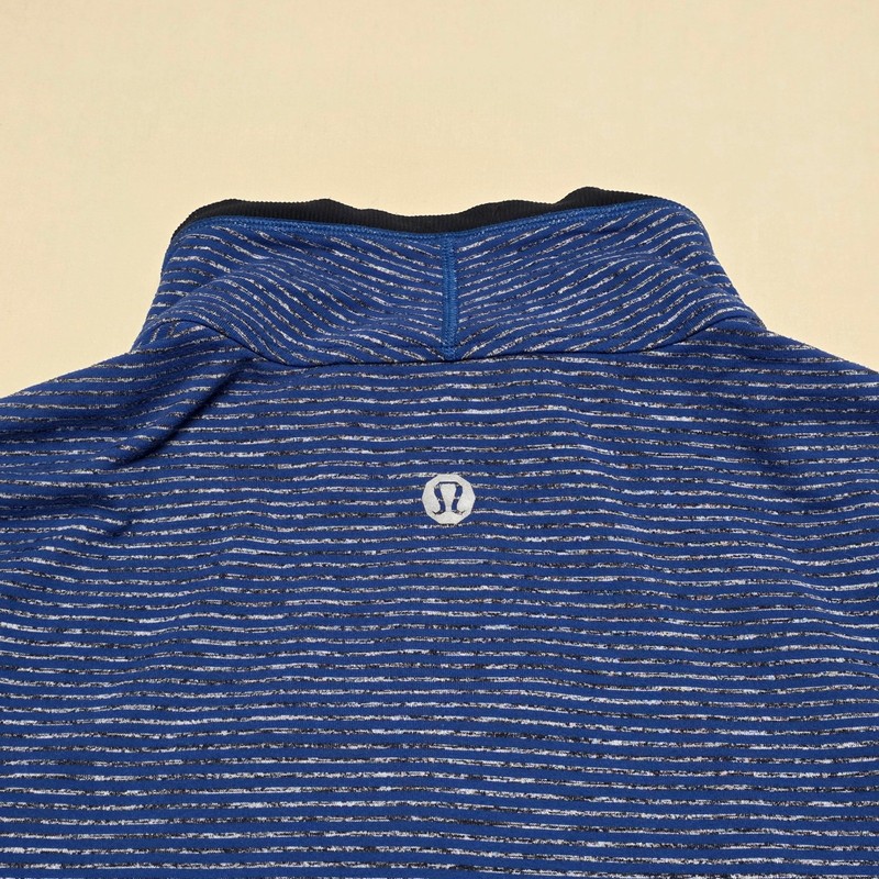 Lululemon Mens XL Blue Striped 1/4 Zip Pullover Long Sleeve Athletic Sweatshirt gallery