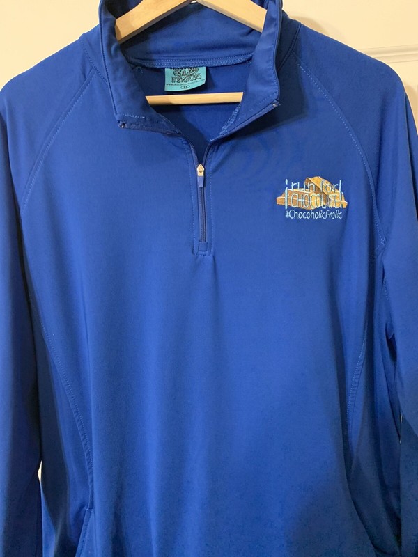 Run For Chocolate Chocoholic Frolic 1/4 Zip 5k 10k Blue Sz XL gallery
