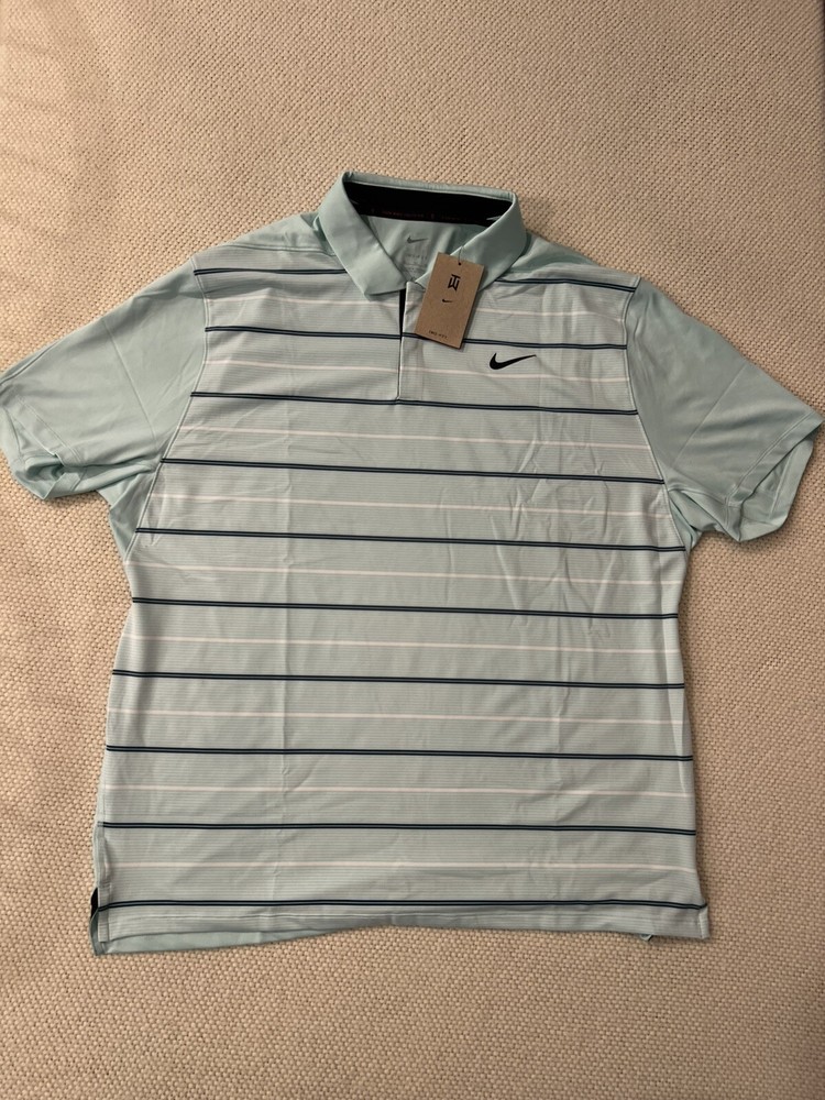 Nike Dri-FIT Tiger Woods Golf Polo Shirt Jade Striped Men’s Size XL DR5318-346