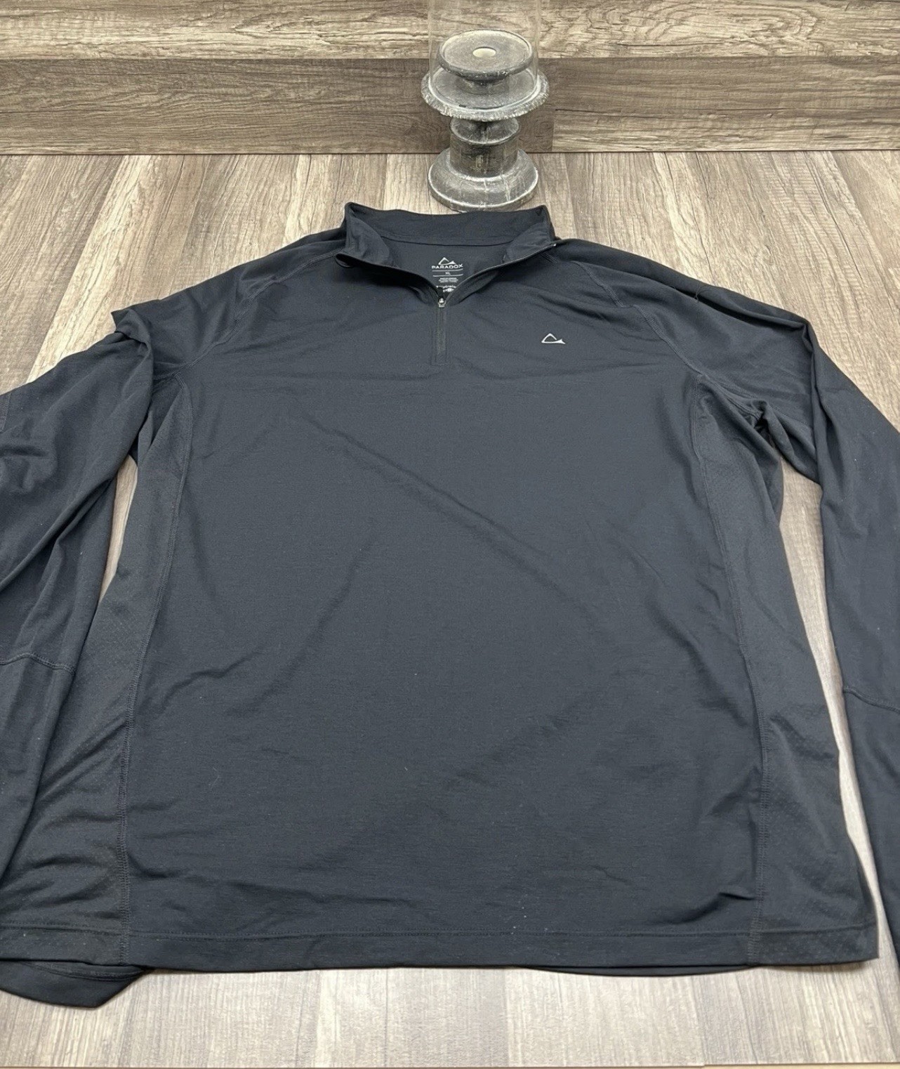 Paradox Men's 1/4 Zip Merino Blend Performance Base Pullover Layer Top, Black, gallery