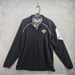 Nike New Orleans Saints Pullover Mens Large Black Alpha Fly Rush Jacket 1/2 Zip