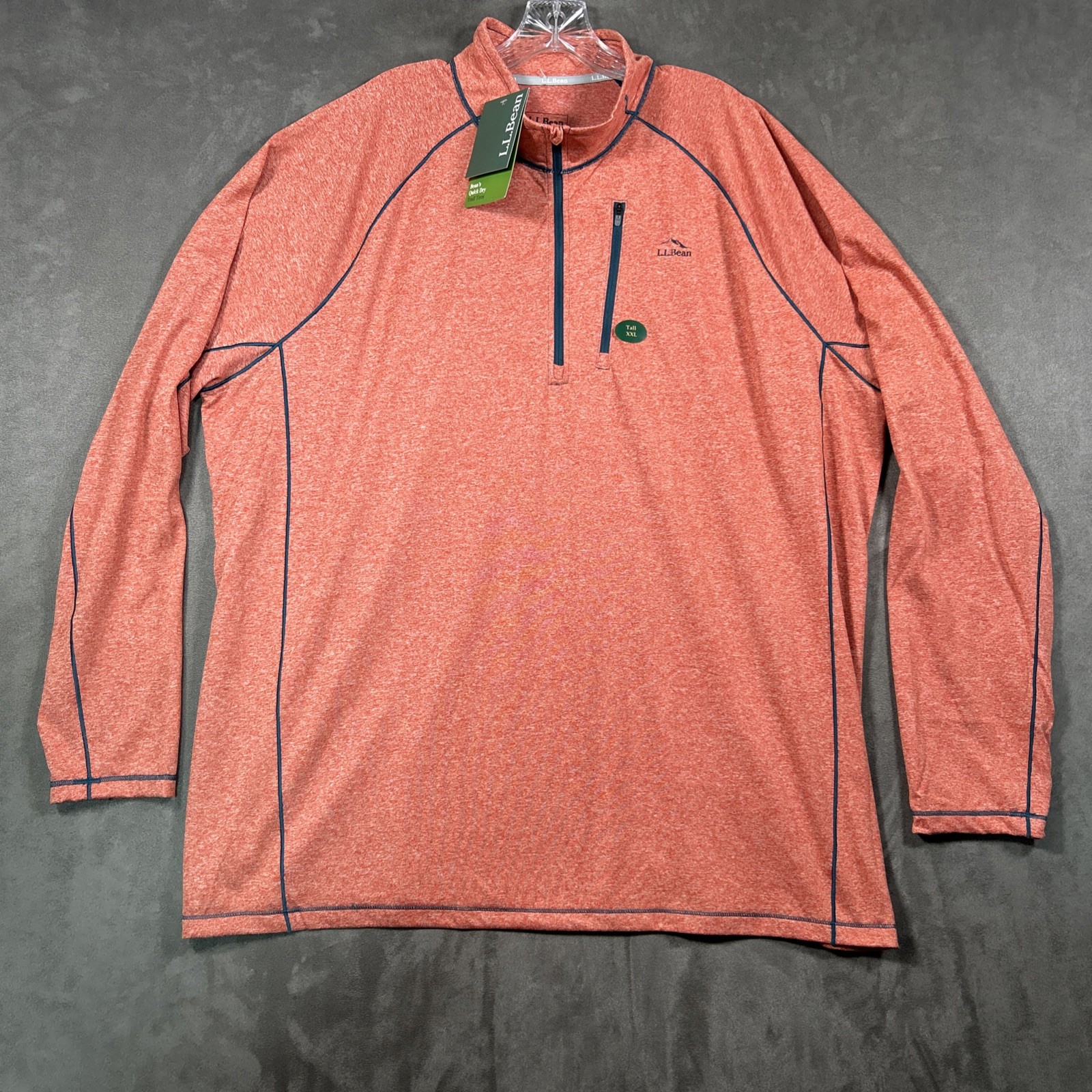 L.L.Bean Quick-Dry Trail 1/4 Zip Men XXL Tall Mahogany Heather Pullover NWT gallery