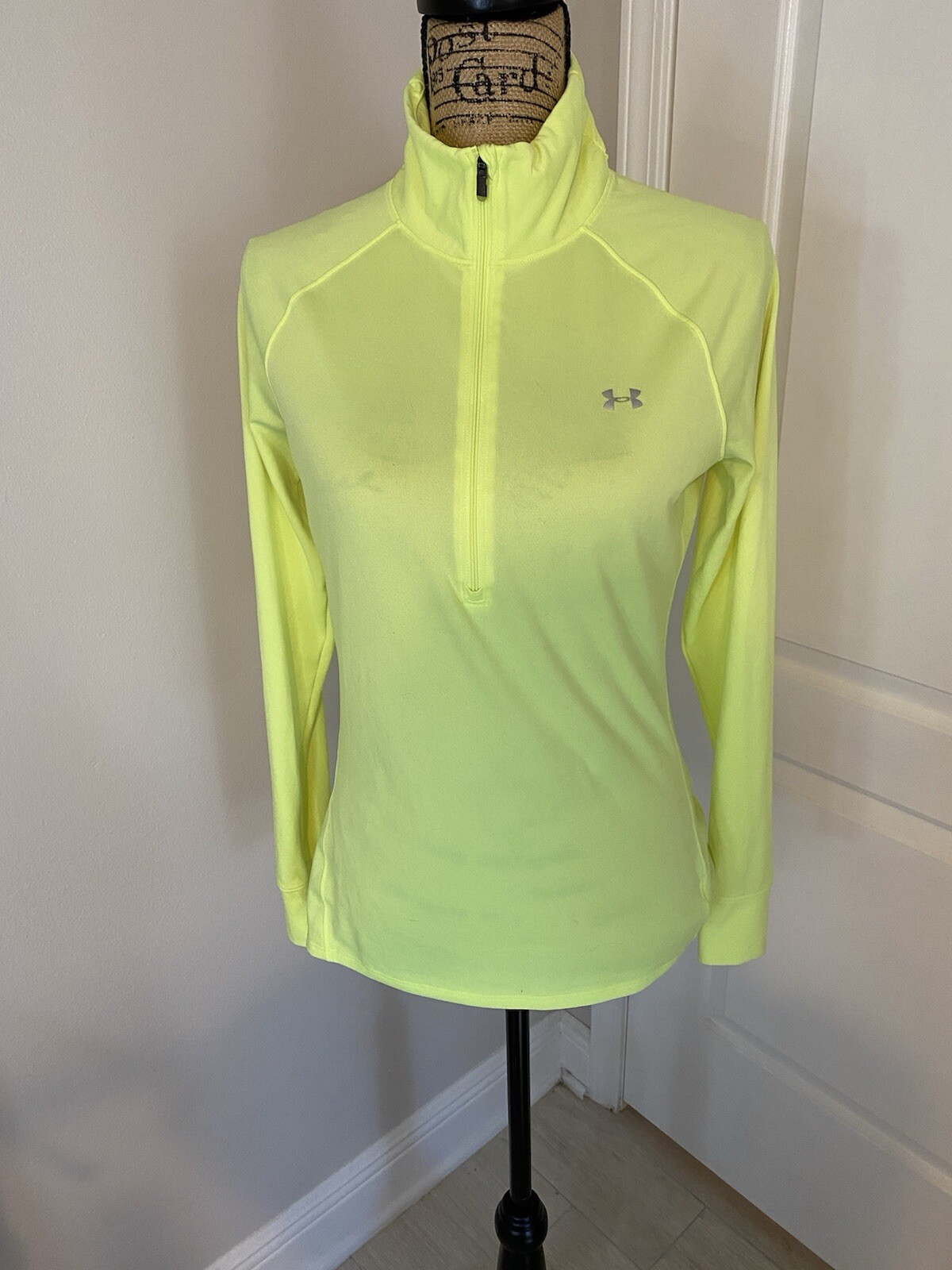 Under Armour Mens Medium All Seasons Neon Yellow/Gray Running Half Zip Pullover gallery