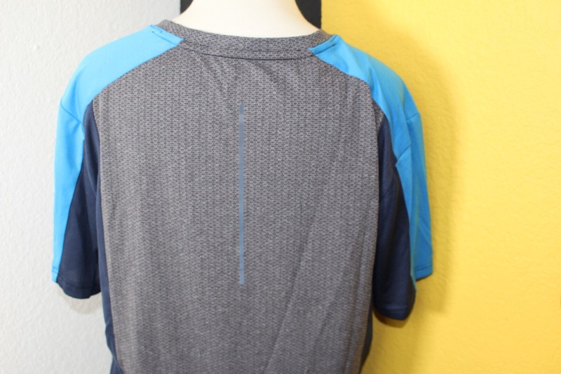 MTA Sport Mens Shirt Large Multi Medium Stripe Polyester Stretch Gray Blue gallery