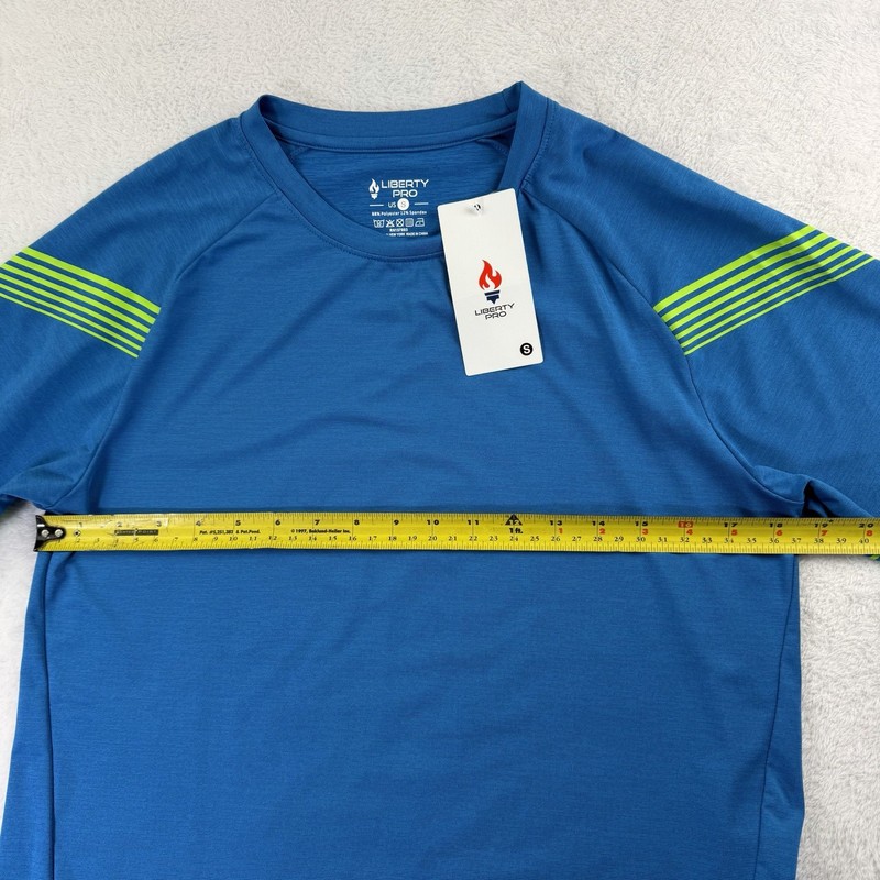 Liberty Pro Men’s Athletic Performance T-Shirt Blue Green Stripe Size S NWT gallery