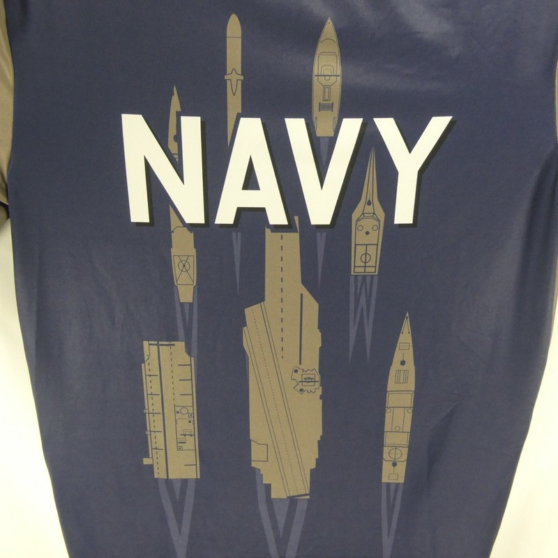 New Under Armour Men's Blue Gray Large US Navy Shirt Rash Guard Lightweight gallery