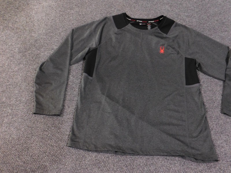 Spyder Active Shirt Mens XL Gray Long Sleeve Performance Pullover ProWB Logo gallery