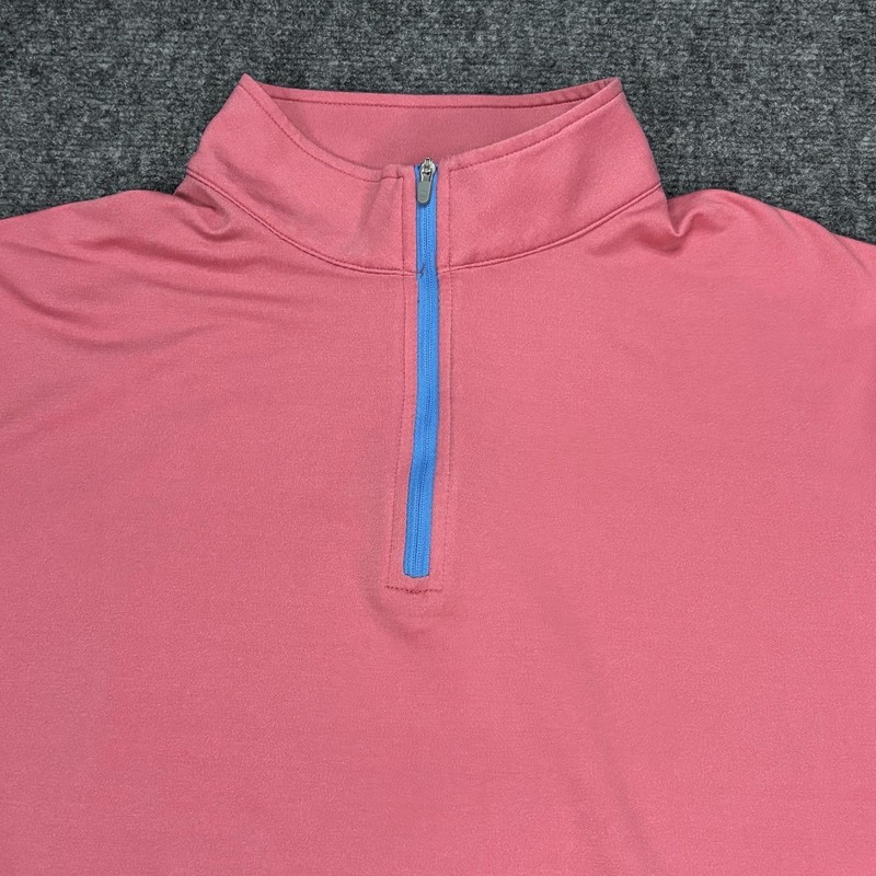 Peter Millar Pullover Mens Large Pink 1/4 Zip Mock Neck Golf Performance Stretch gallery