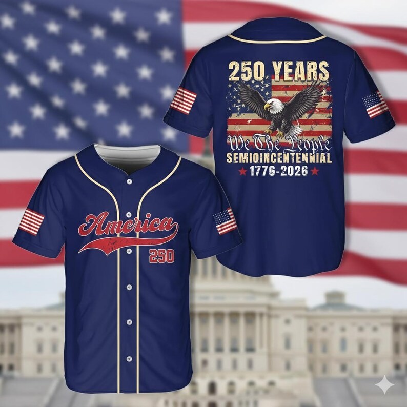 America 250th Anniversary Baseball Jersey USA Patriotic Fan gallery