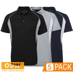 5 X MENS STYLISH INSERT POLYESTER BREATHABLE MESH VENT WORK UNIFORMS POLO SHIRTS