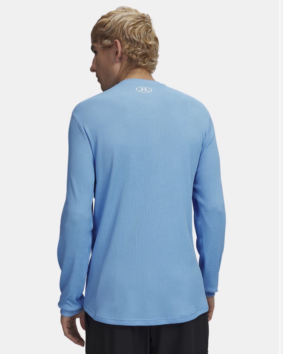Under Armour UA Waffle Henley Shirt 3 Button Light Blue Shirt Men's Medium gallery