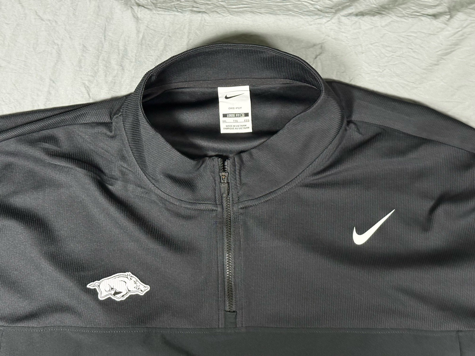 Nike NWOT 2XL Black Dri-Fit 1/4 Zip Pullover Golf Arkansas Razorbacks Side Zip gallery