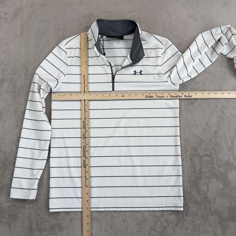 Under Armour Performance 1/4 Zip Pullover in White Grey Striped Men Small NWOT gallery