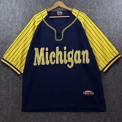 VTG 90’s MICHIGAN WOLVERINES Baseball Jersey Mens XL Blue Harlem Gear RARE NCAA