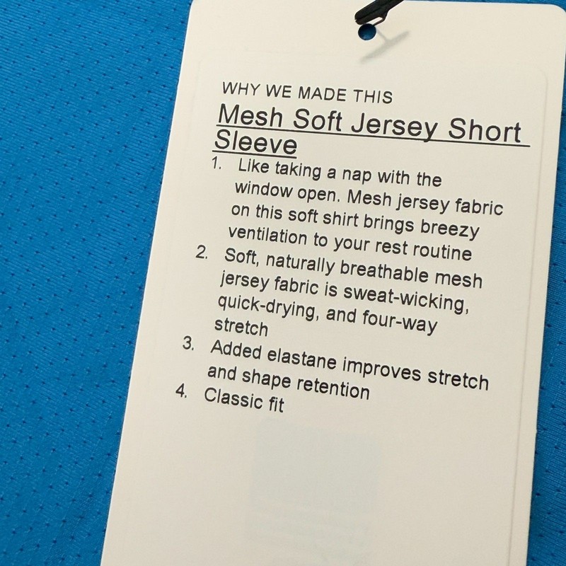 Men Lululemon Mesh Soft Jersey Short-Sleeve Shirt Tropical Sky Size Large gallery